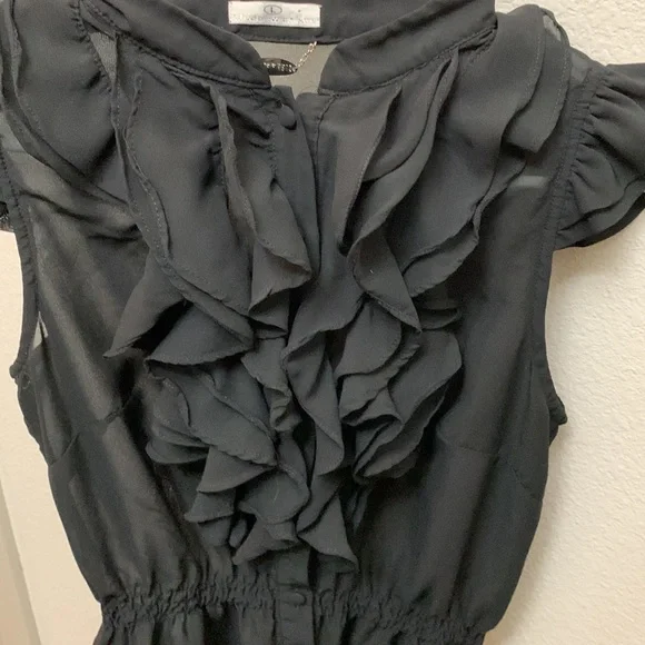 Sheer Ruffle Button Up Top - Picture 4 of 6